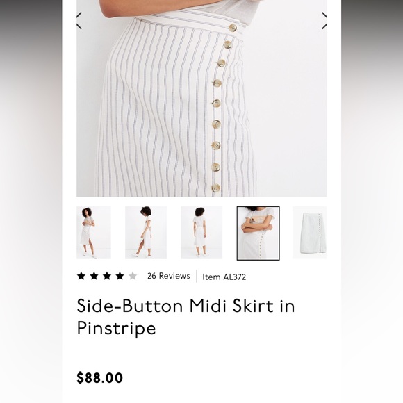 Madewell Side-Button Midi Skirt in Pinstripe - Picture 6 of 7